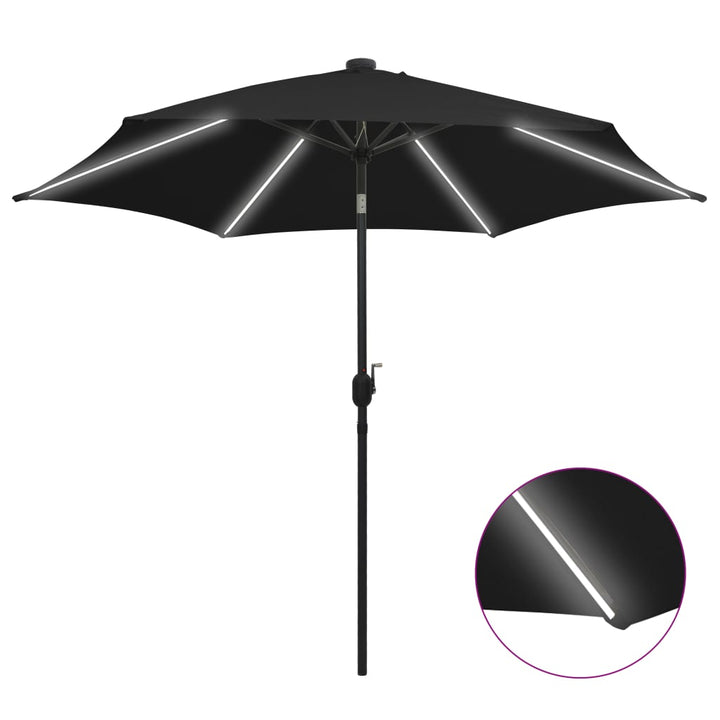 Umbrelă De Soare Cu Led-Uri, Stâlp Din Aluminiu, , 300 Cm