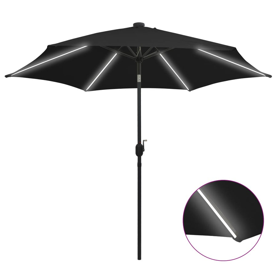 Umbrelă De Soare Cu Led-Uri, Stâlp Din Aluminiu, , 300 Cm
