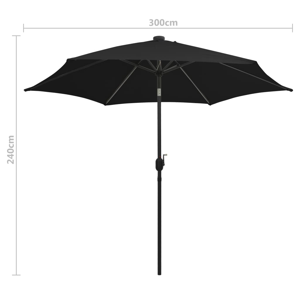 Umbrelă De Soare Cu Led-Uri, Stâlp Din Aluminiu, , 300 Cm