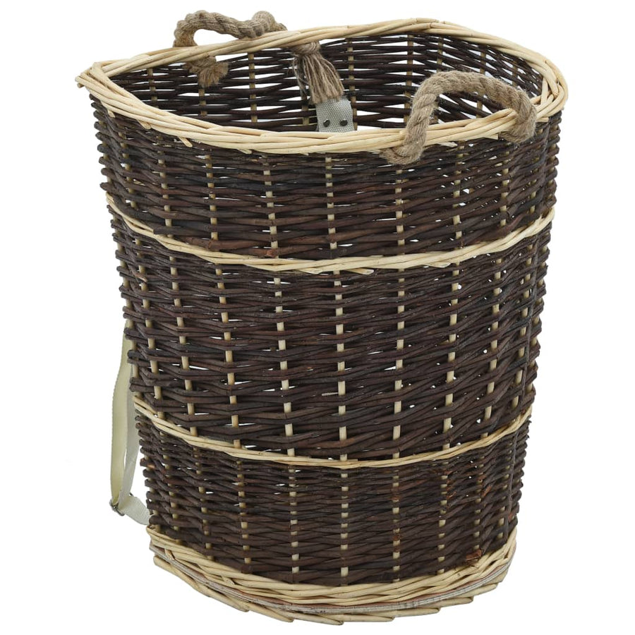 Coș Lemne Foc Curele De Transport, Natural 44,5X37X50 Cm Salcie