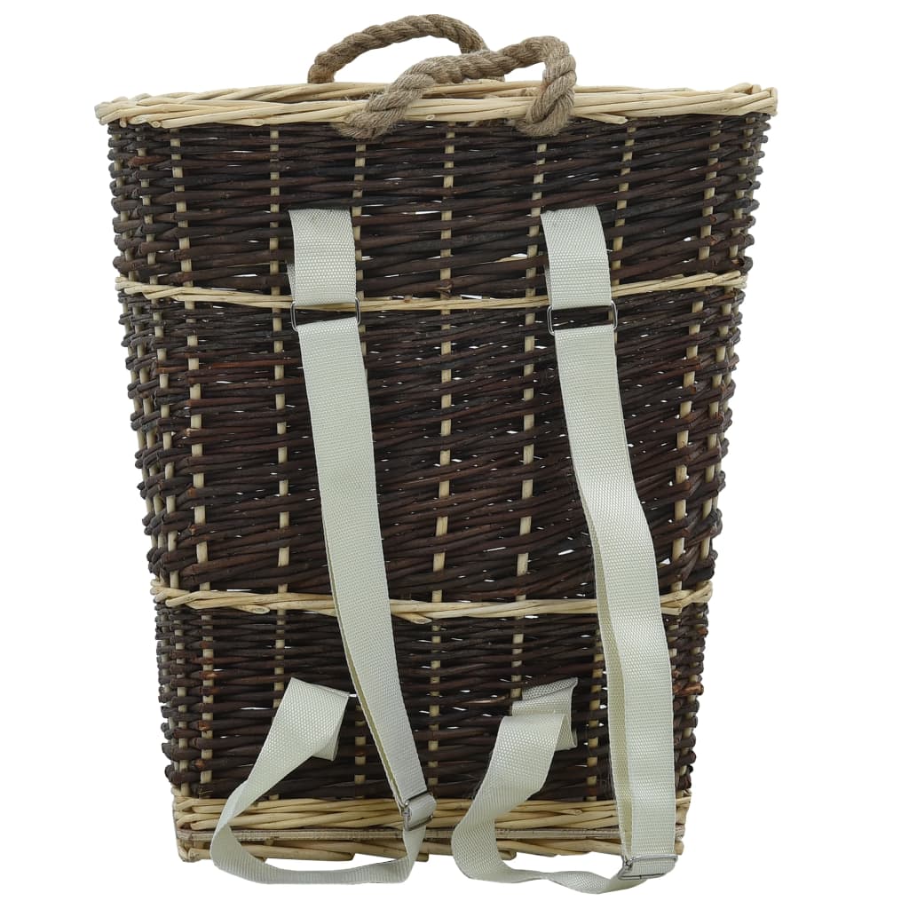 Coș Lemne Foc Curele De Transport, Natural 44,5X37X50 Cm Salcie