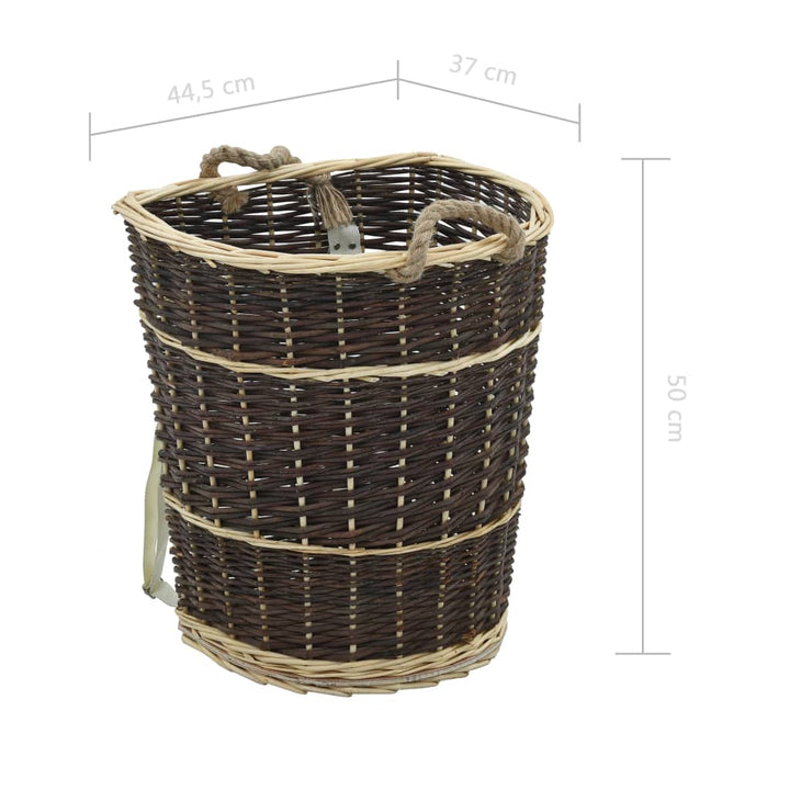 Coș Lemne Foc Curele De Transport, Natural 44,5X37X50 Cm Salcie