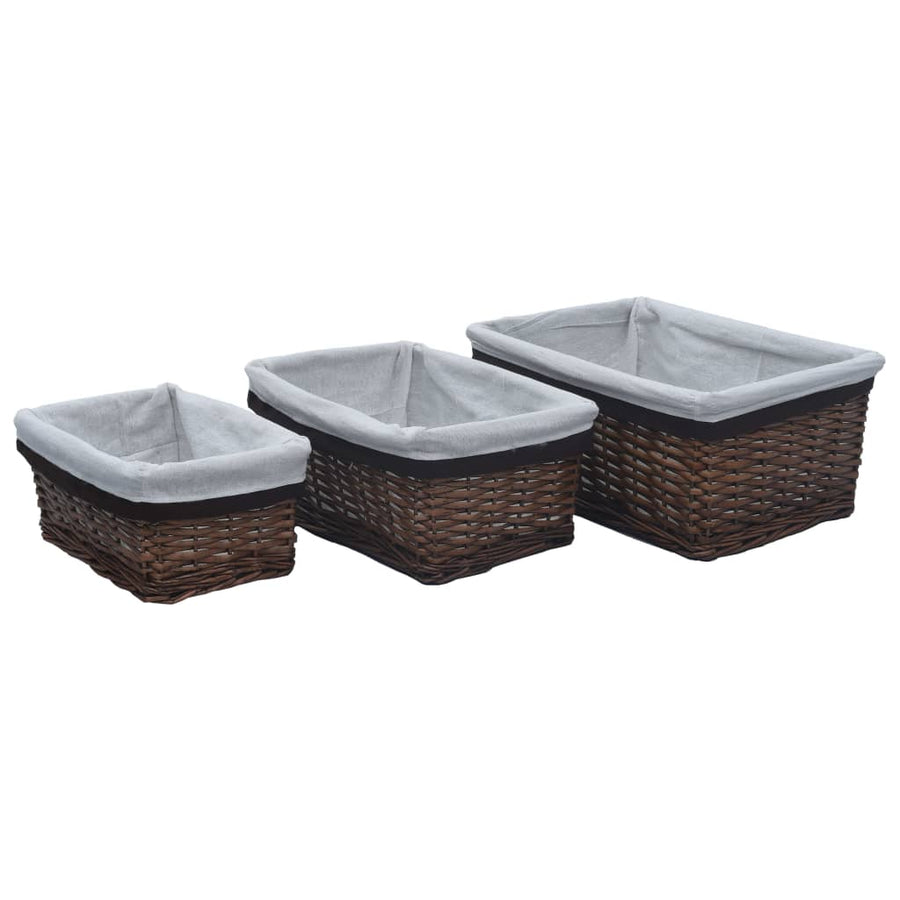 Set De Coșuri Suprapuse, 3 Piese, , Salcie