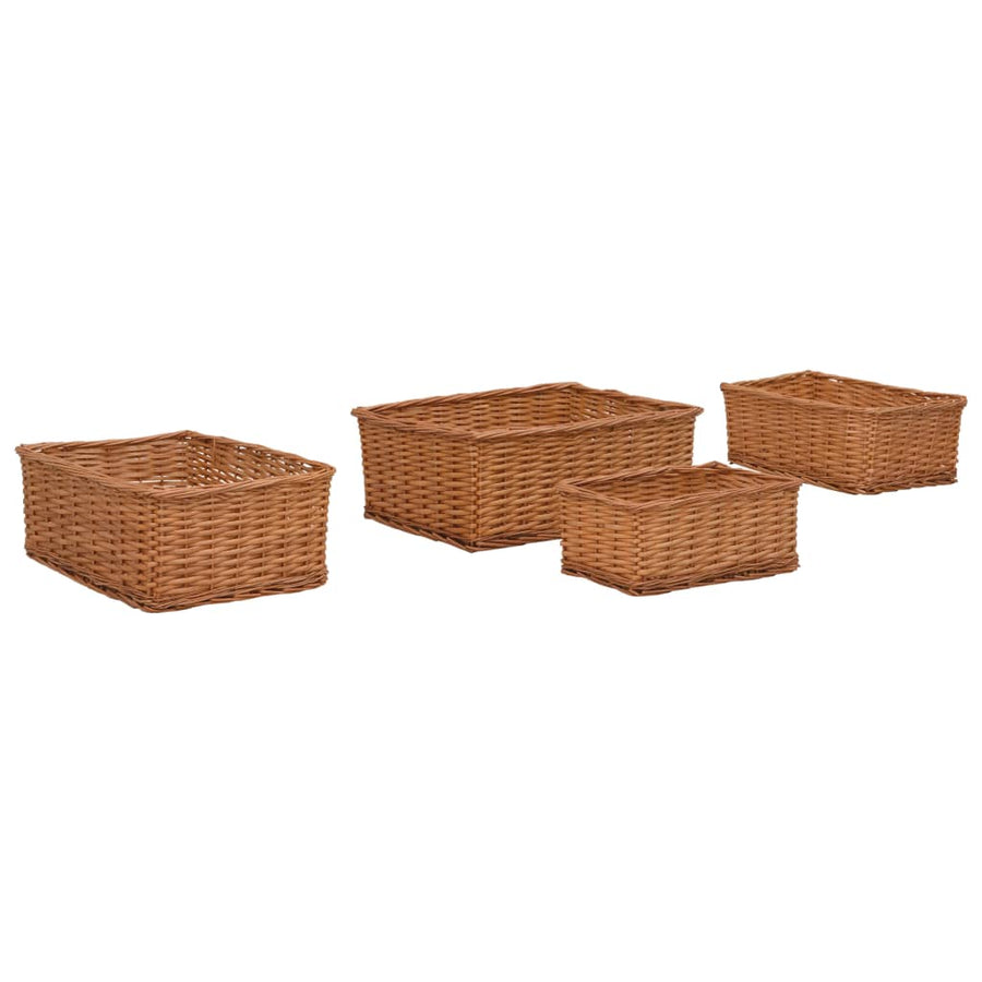 Set De Coșuri Suprapuse, 4 Piese, Maro, Salcie