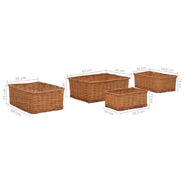 Set De Coșuri Suprapuse, 4 Piese, Maro, Salcie