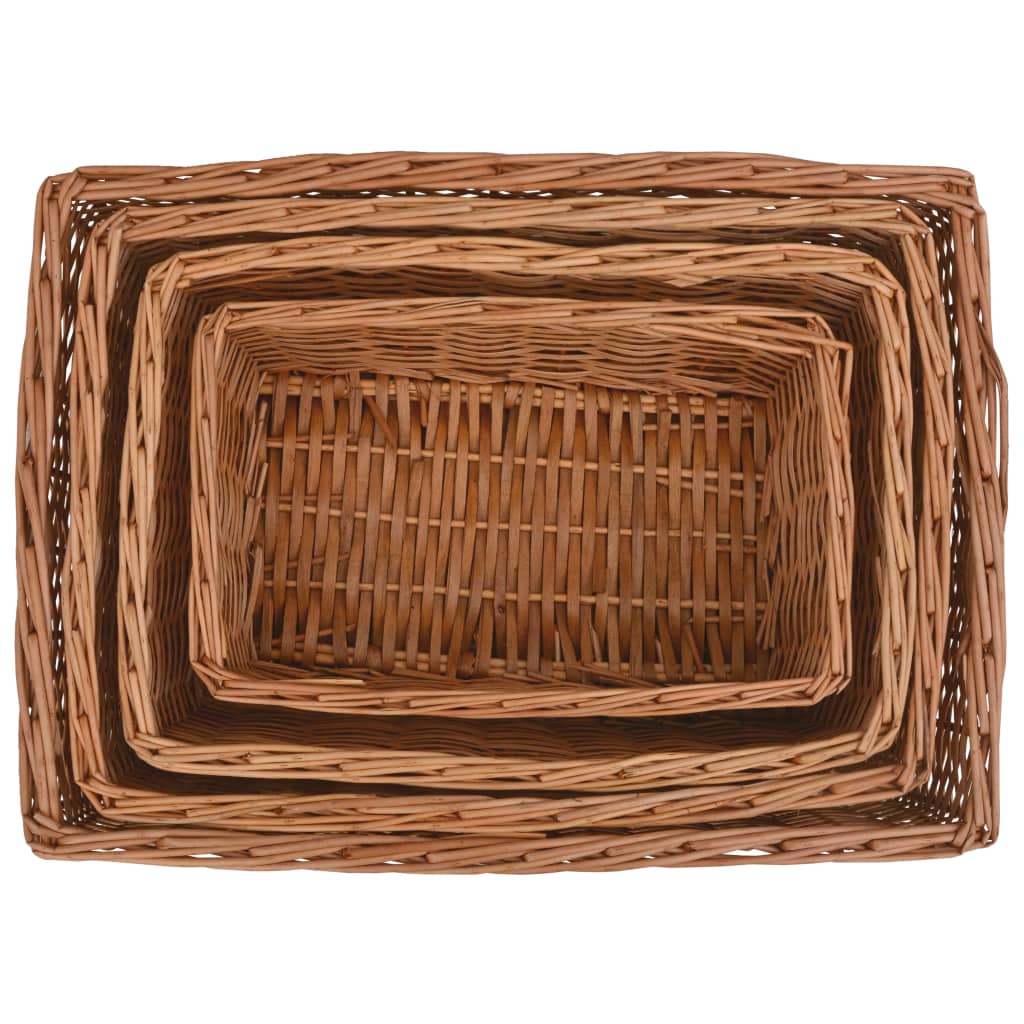 Set De Coșuri Suprapuse, 4 Piese, Maro, Salcie