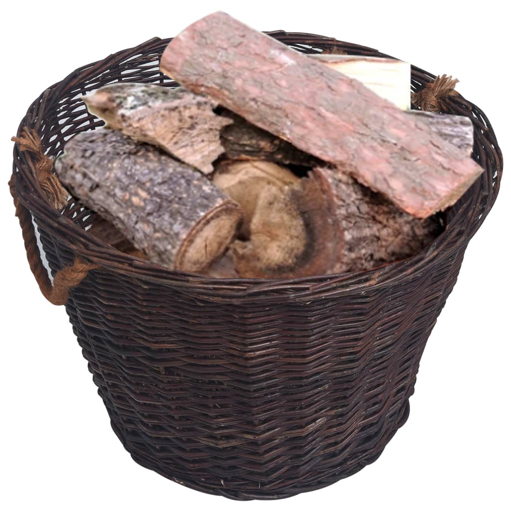 Set Coșuri Pentru Lemne De Foc Stivuibile, Maro Închis, Răchită