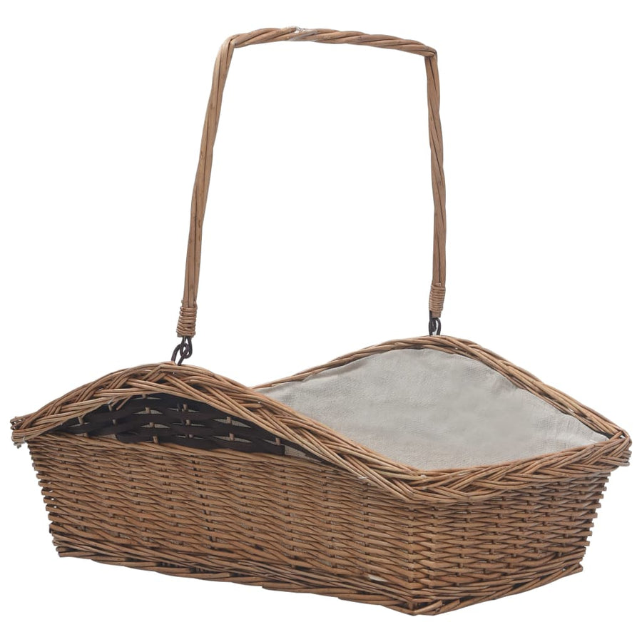 Coș Pentru Lemne De Foc Cu Mâner, Maro 61,5X46,5X58 Cm Salcie