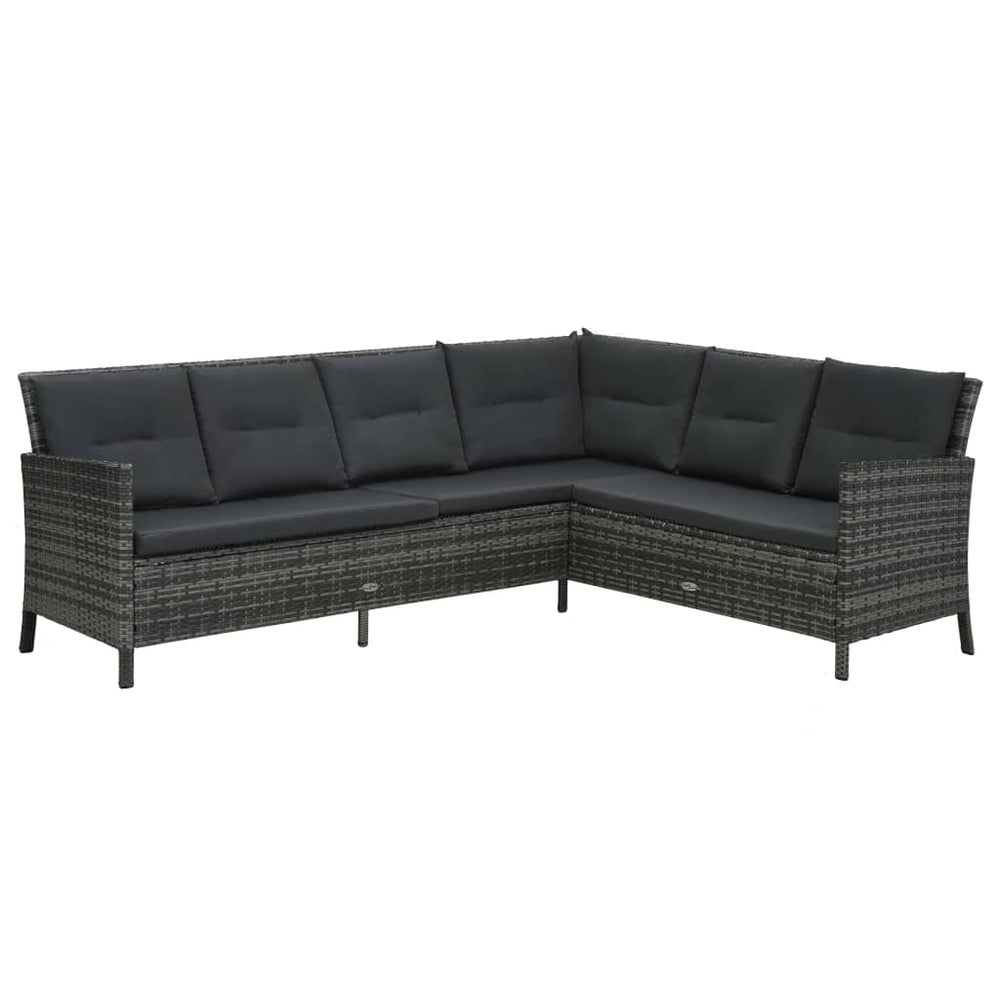 Set Mobilier De Grădină Cu Perne, 4 Piese, Gri, Poliratan