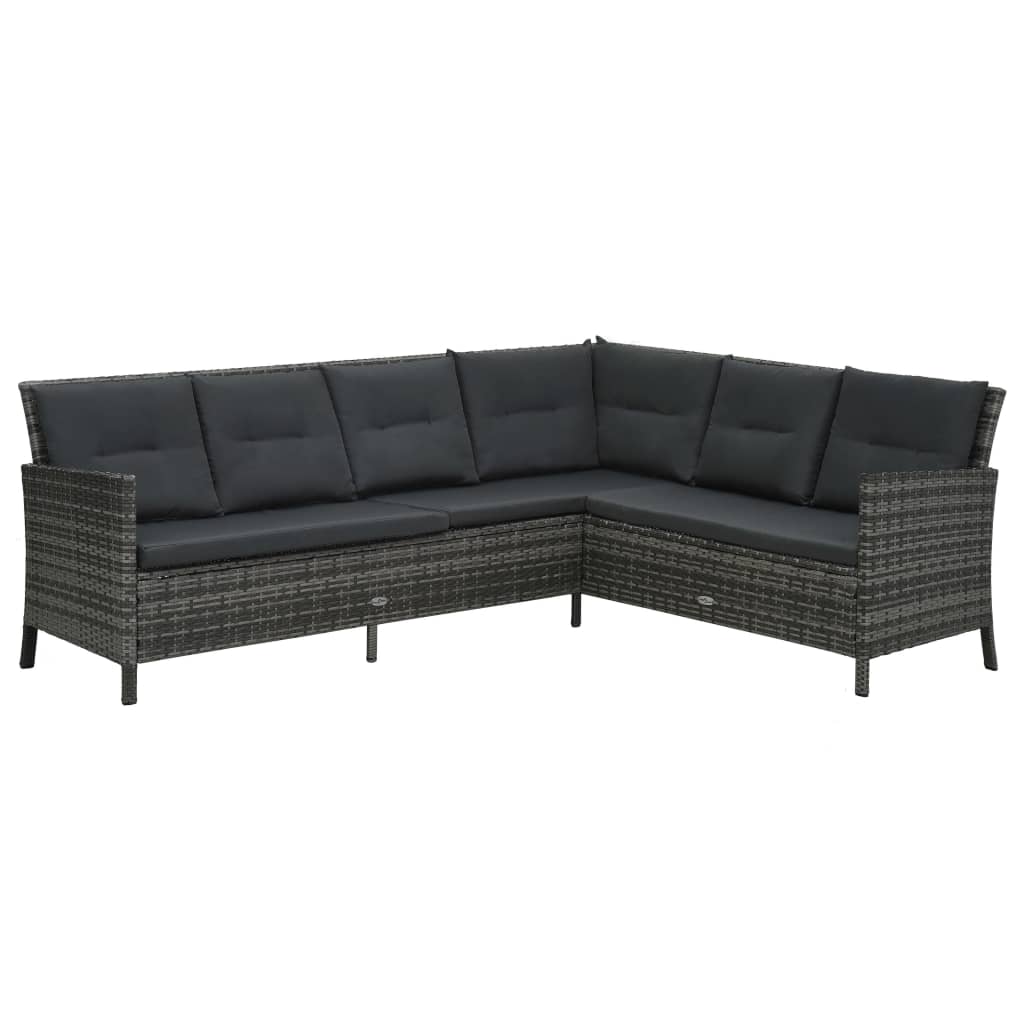 Set Mobilier De Grădină Cu Perne, 4 Piese, Gri, Poliratan