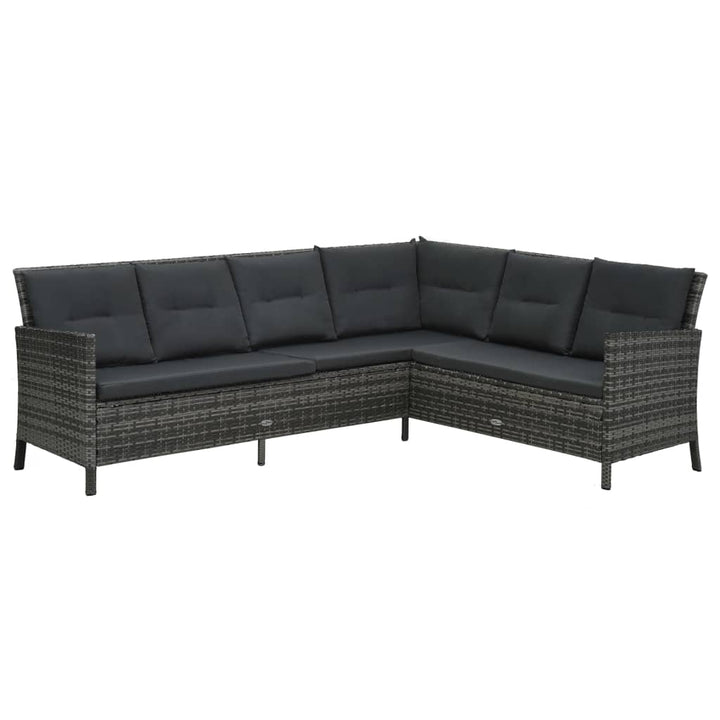 Set Mobilier De Grădină Cu Perne, 4 Piese, Gri, Poliratan