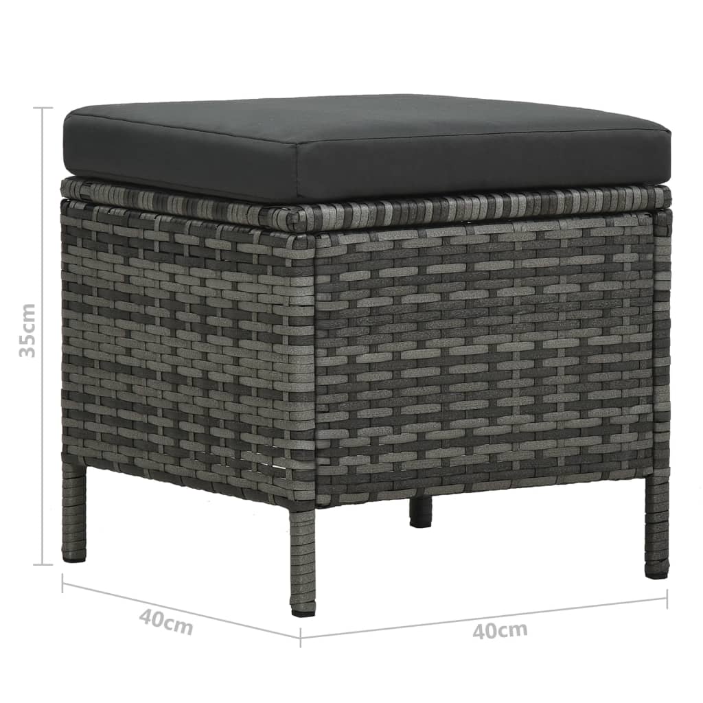 Set Mobilier De Grădină Cu Perne, 4 Piese, Gri, Poliratan