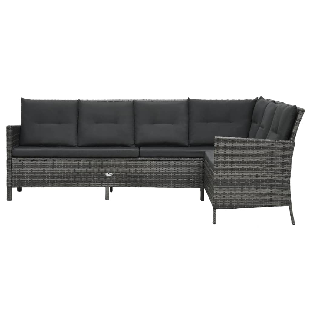 Set Mobilier De Grădină Cu Perne, 4 Piese, Gri, Poliratan