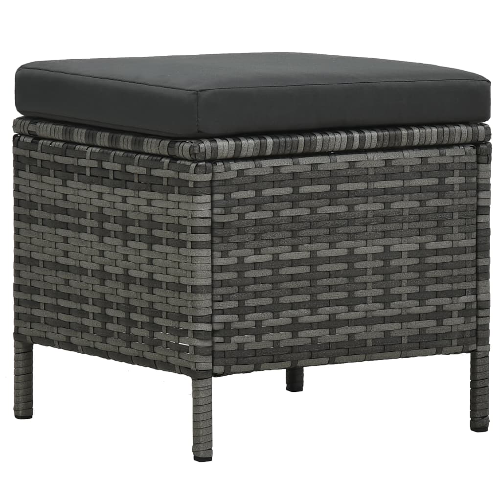 Set Mobilier De Grădină Cu Perne, 4 Piese, Gri, Poliratan