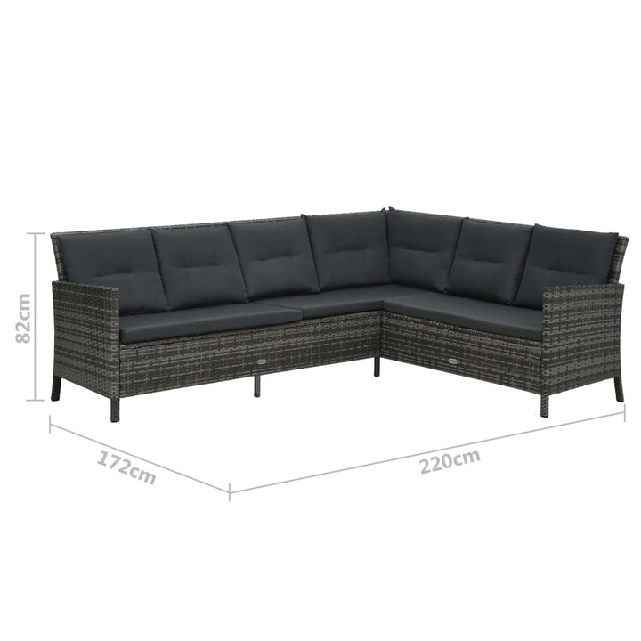 Set Mobilier De Grădină Cu Perne, 4 Piese, Gri, Poliratan