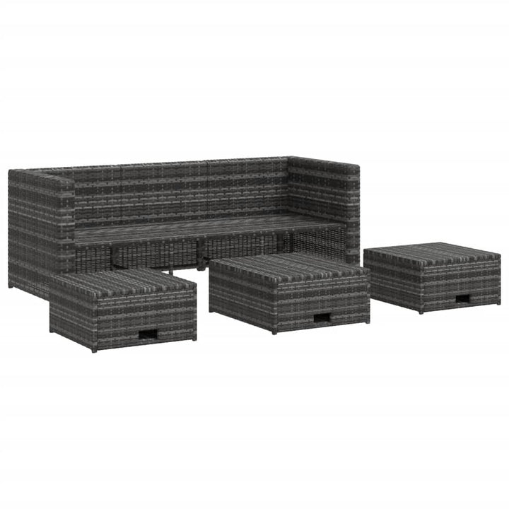 Set Mobilier De Grădină Cu Perne, 4 Piese, Poliratan, Gri