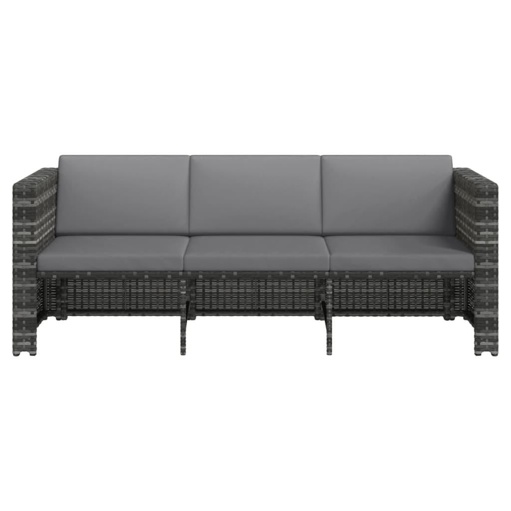 Set Mobilier De Grădină Cu Perne, 4 Piese, Poliratan, Gri