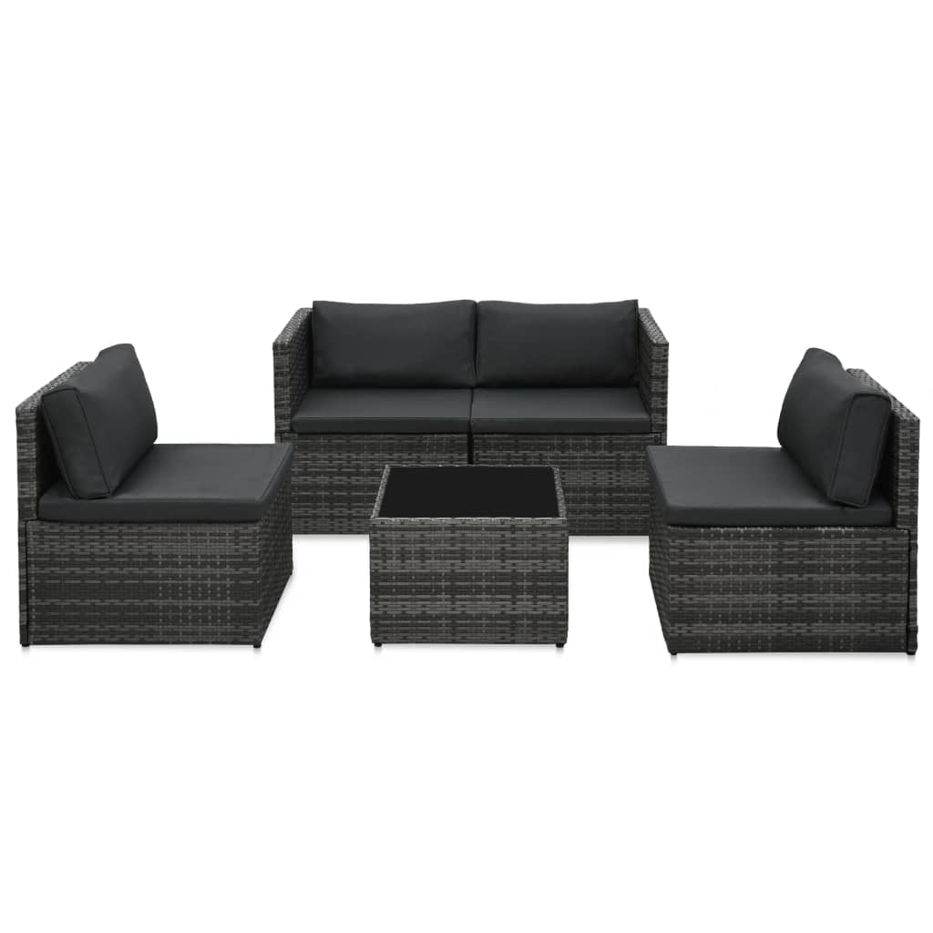 Set Mobilier De Grădină Cu Perne, 5 Piese, , Poliratan