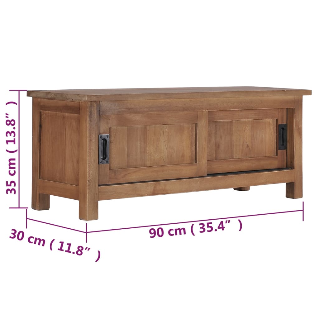Comodă Tv, 90 X 30 X 35 Cm, Lemn Masiv De Tec