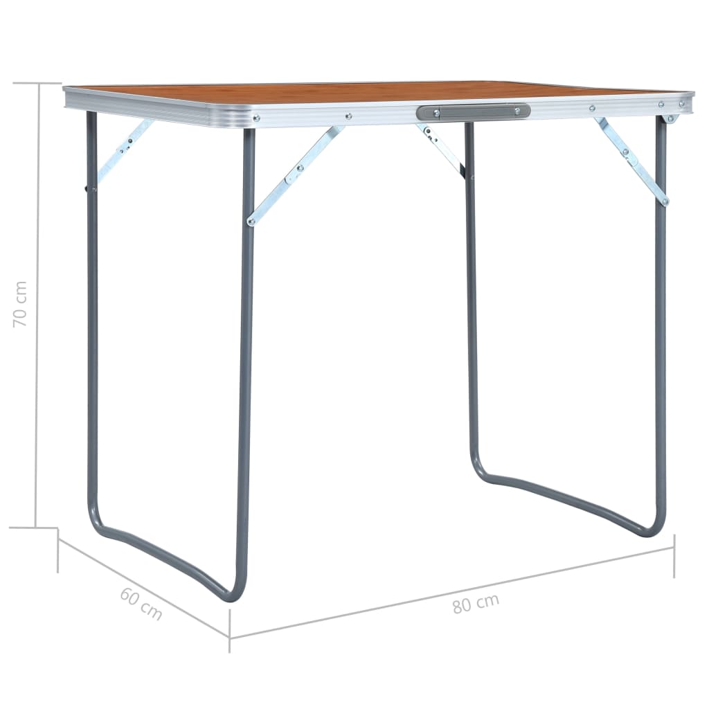 Masă De Camping Pliabilă Cu Cadru Metalic, 80 X 60 Cm