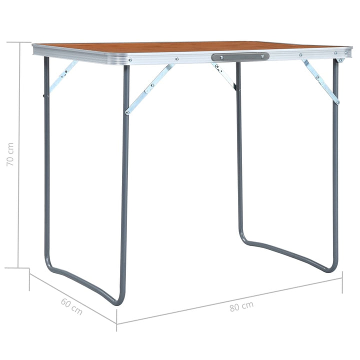 Masă De Camping Pliabilă Cu Cadru Metalic, 80 X 60 Cm