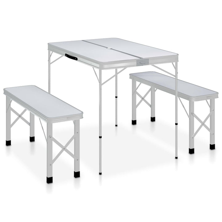 Masă De Camping Pliabilă Cu 2 Bănci, , Aluminiu