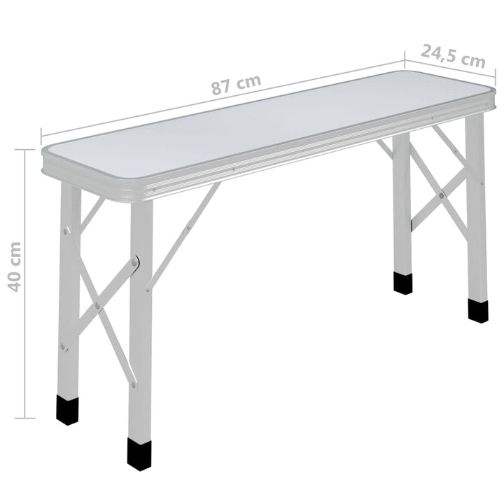 Masă De Camping Pliabilă Cu 2 Bănci, , Aluminiu