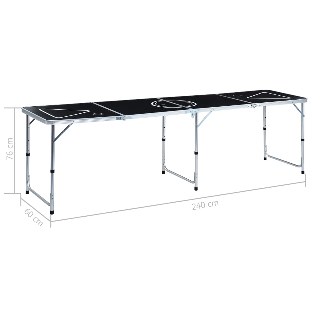 Masă De Joc Cu Bere Tip Ping Pong, Pliabilă, Negru, 240 Cm