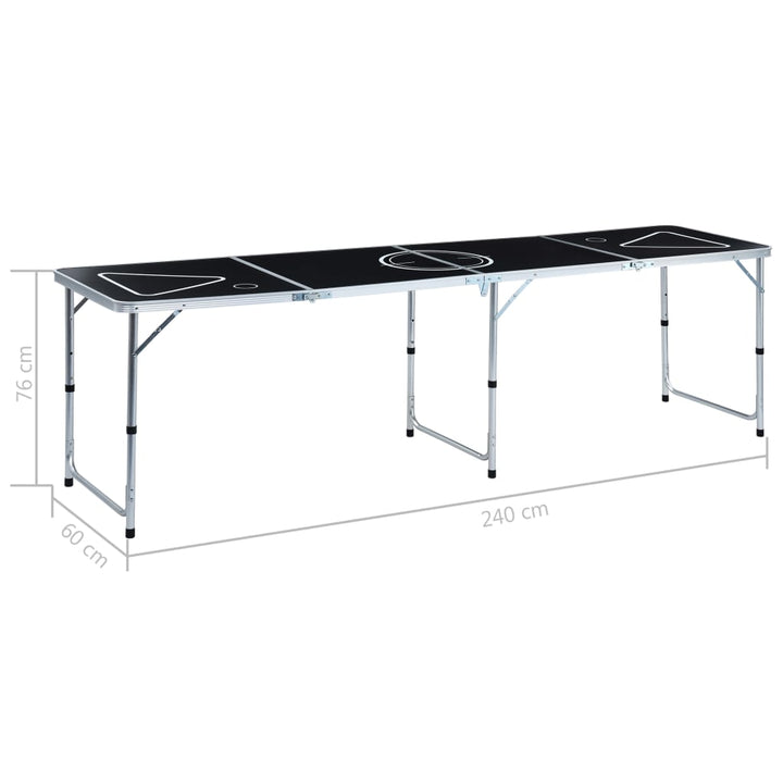 Masă De Joc Cu Bere Tip Ping Pong, Pliabilă, Negru, 240 Cm