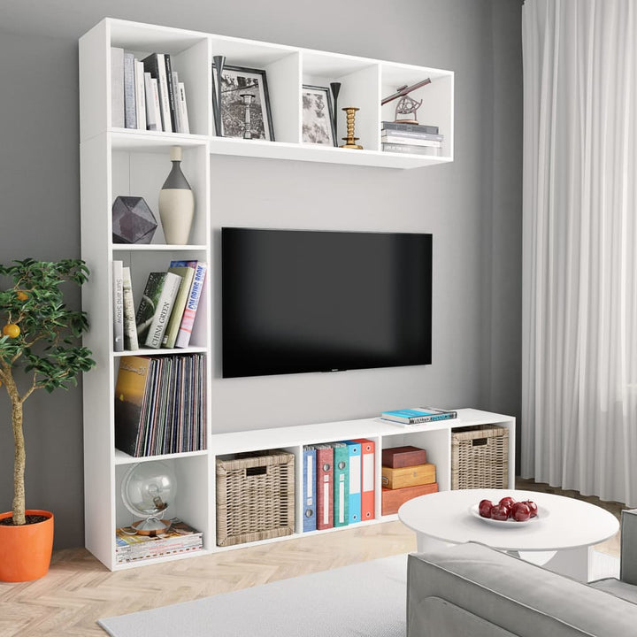 Set Dulap Tv/Cărți, 3 Piese, Stejar Maro, 180X30X180 Cm