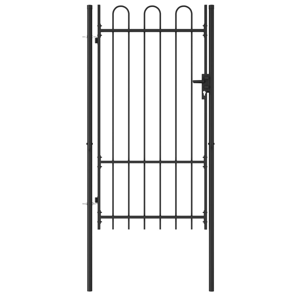 Poartă De Gard, O Ușă, Cu , Negru, 1 X 1,75 M, Oțel