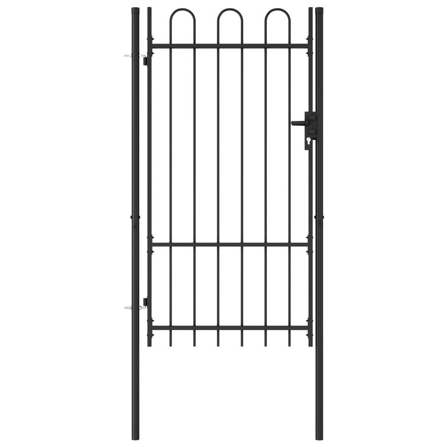 Poartă De Gard, O Ușă, Cu , Negru, 1 X 1,75 M, Oțel