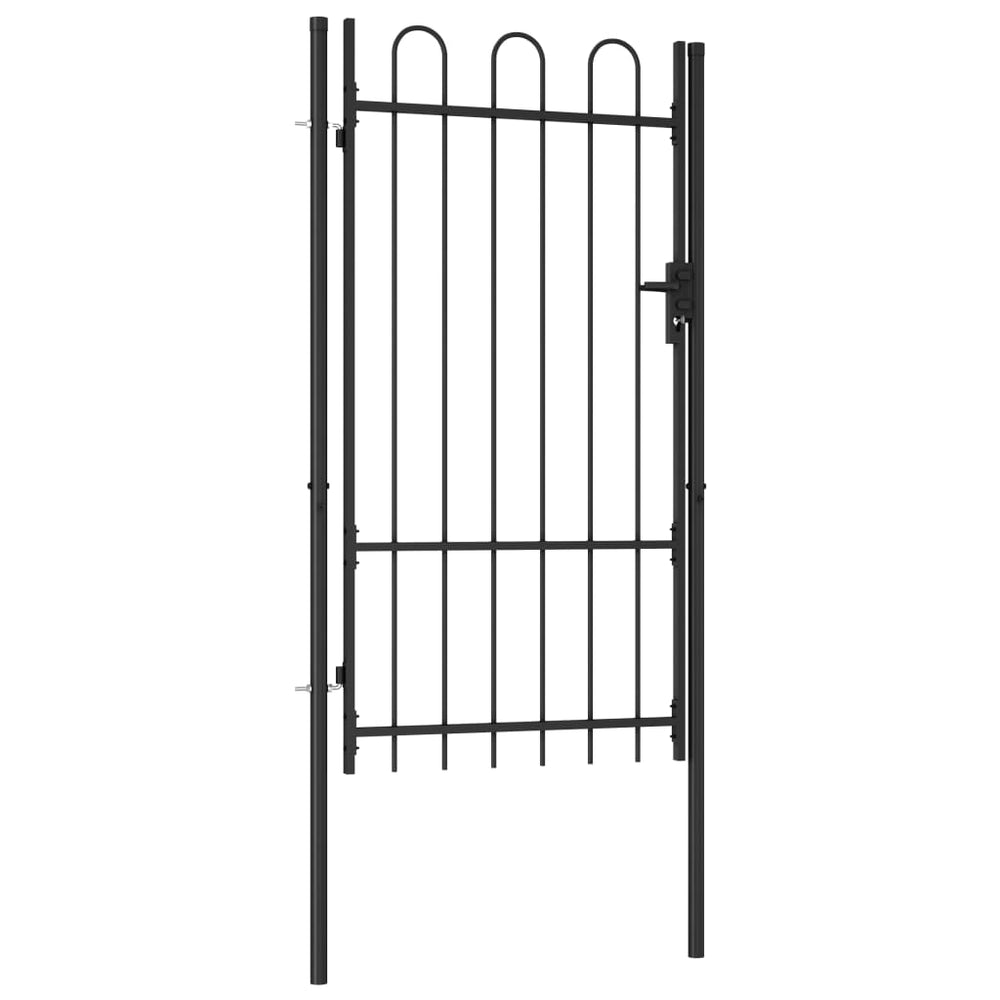 Poartă De Gard, O Ușă, Cu , Negru, 1 X 1,75 M, Oțel