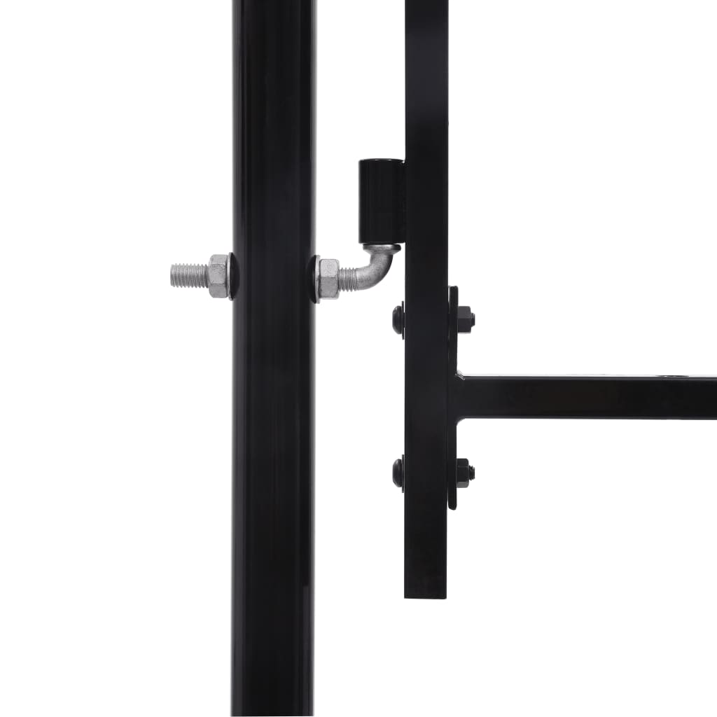 Poartă De Gard, O Ușă, Cu , Negru, 1 X 1,75 M, Oțel