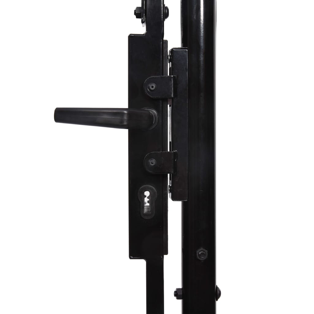 Poartă De Gard, O Ușă, Cu , Negru, 1 X 1,75 M, Oțel