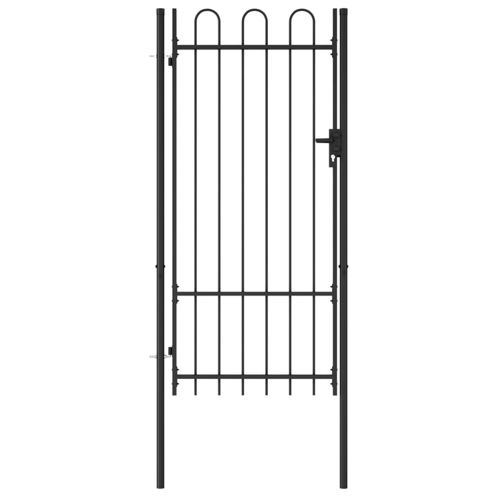Poartă De Gard, O Ușă, Cu , Negru, 1 X 1,75 M, Oțel
