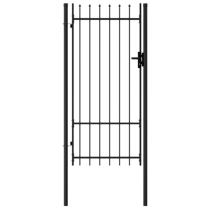 Poartă De Gard, O Ușă, Cu , Negru, 1 X 1,75 M, Oțel
