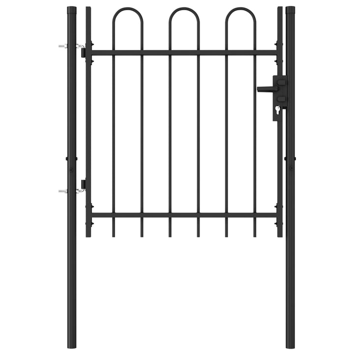 Poartă De Gard, O Ușă, Cu , Negru, 1 X 1,75 M, Oțel