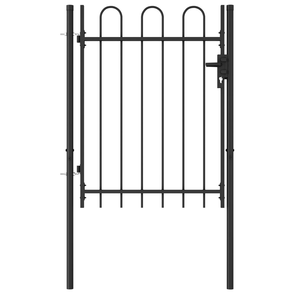 Poartă De Gard, O Ușă, Cu , Negru, 1 X 1,75 M, Oțel