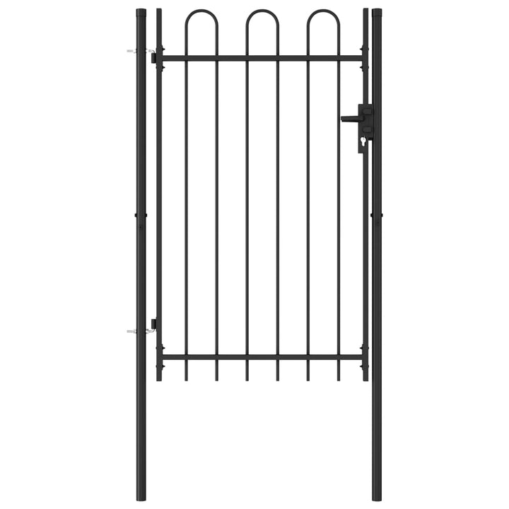 Poartă De Gard, O Ușă, Cu , Negru, 1 X 1,75 M, Oțel