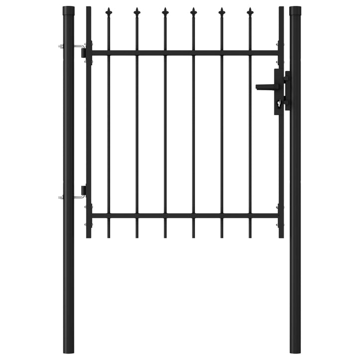 Poartă De Gard, O Ușă, Cu , Negru, 1 X 1,75 M, Oțel