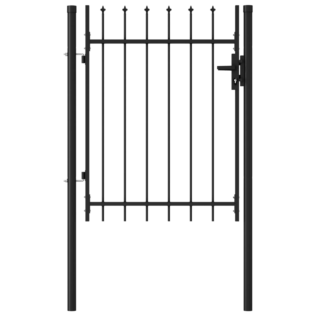 Poartă De Gard, O Ușă, Cu , Negru, 1 X 1,75 M, Oțel