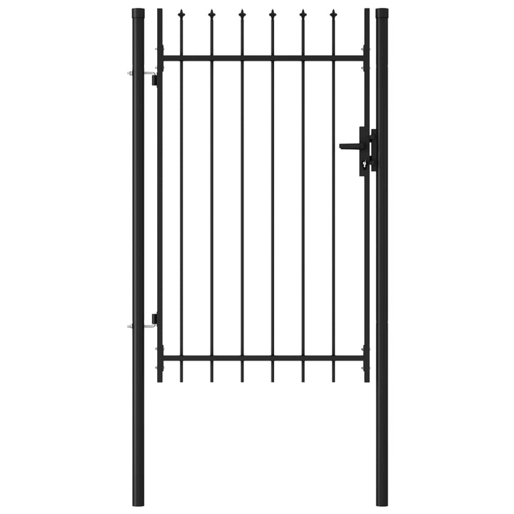 Poartă De Gard, O Ușă, Cu , Negru, 1 X 1,75 M, Oțel