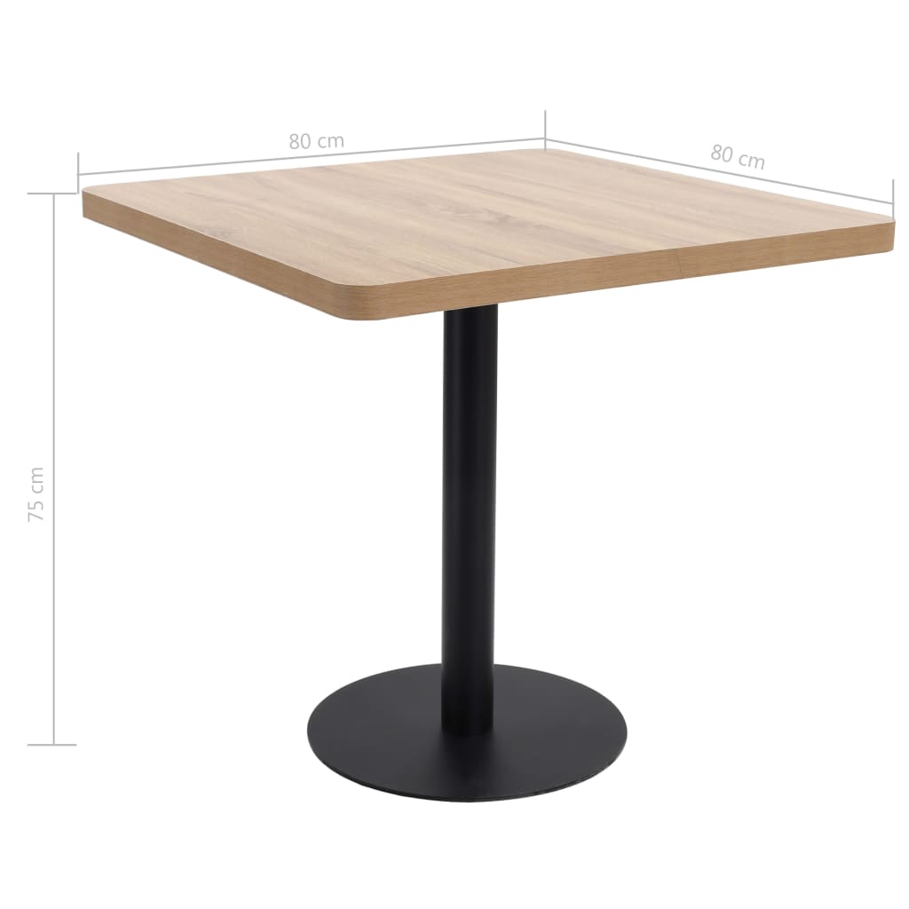 Masă De Bistro, Maro Deschis, 80 X 80 Cm, Mdf