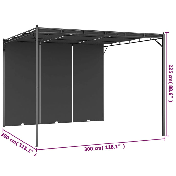 Pavilion De Grădină Cu Perdea Laterală, , 3X3X2,25 M