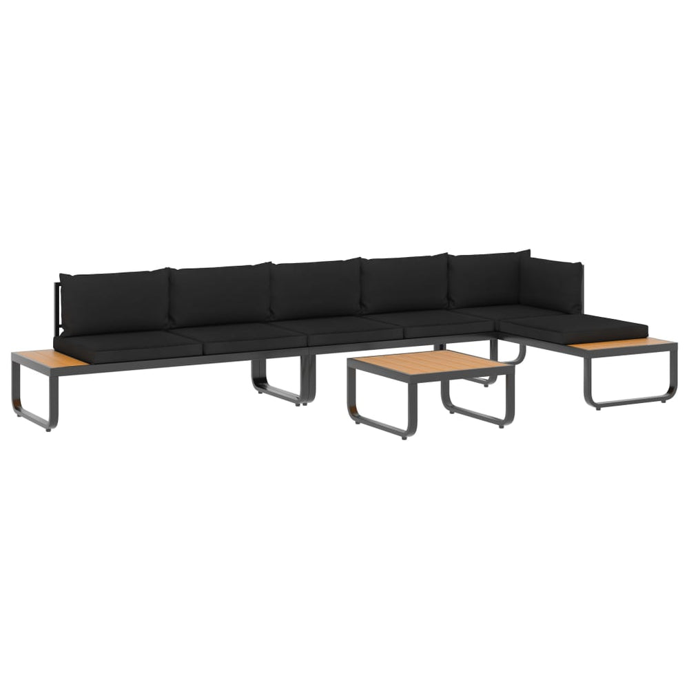 Set Canapea De Grădină Colțar Cu Perne, 4 Piese, Aluminiu, Wpc