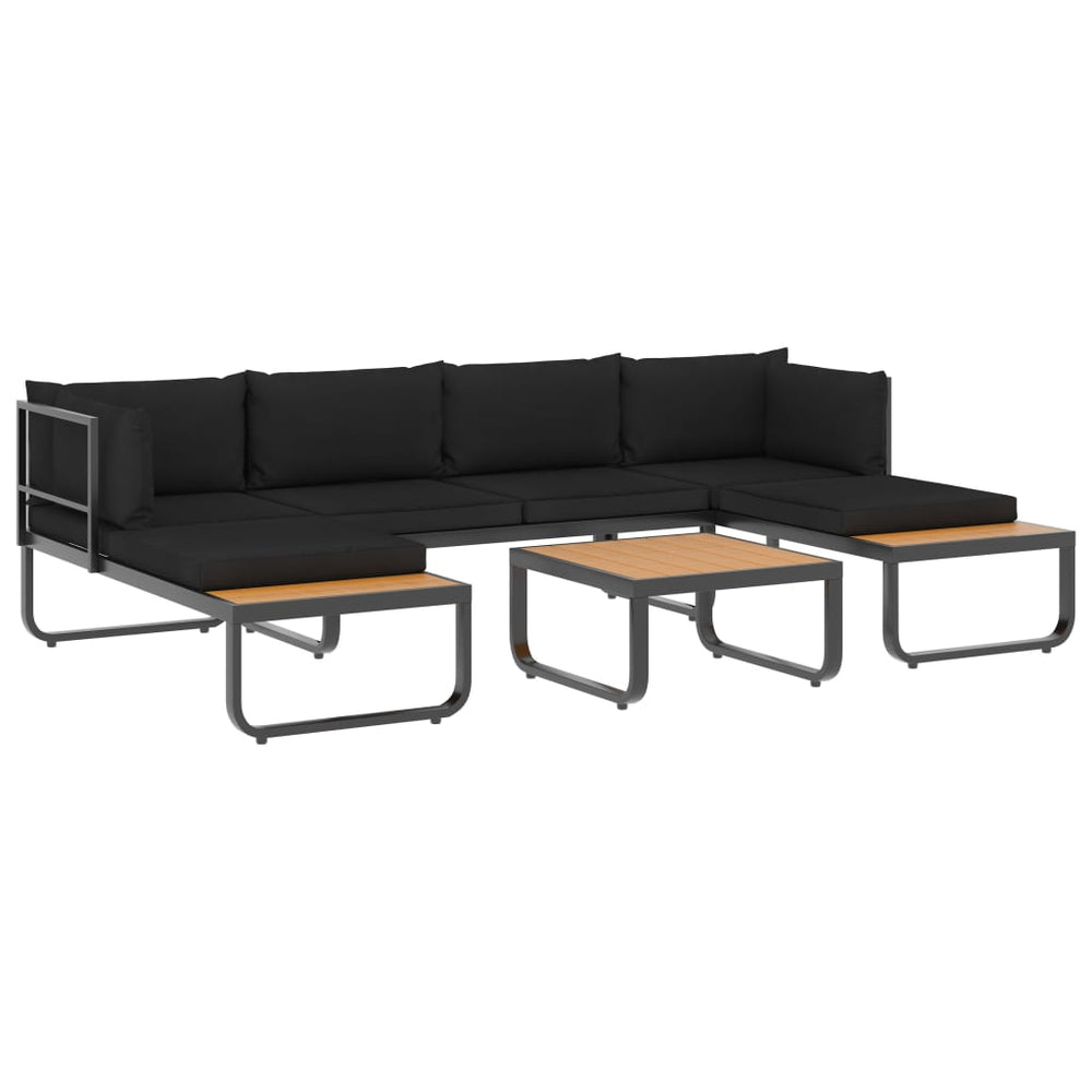 Set Canapea De Grădină Colțar Cu Perne, 4 Piese, Aluminiu, Wpc