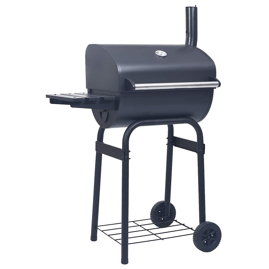 Grătar Barbecue Cu Cărbuni, Afumătoare Și Raft Inferior, Negru