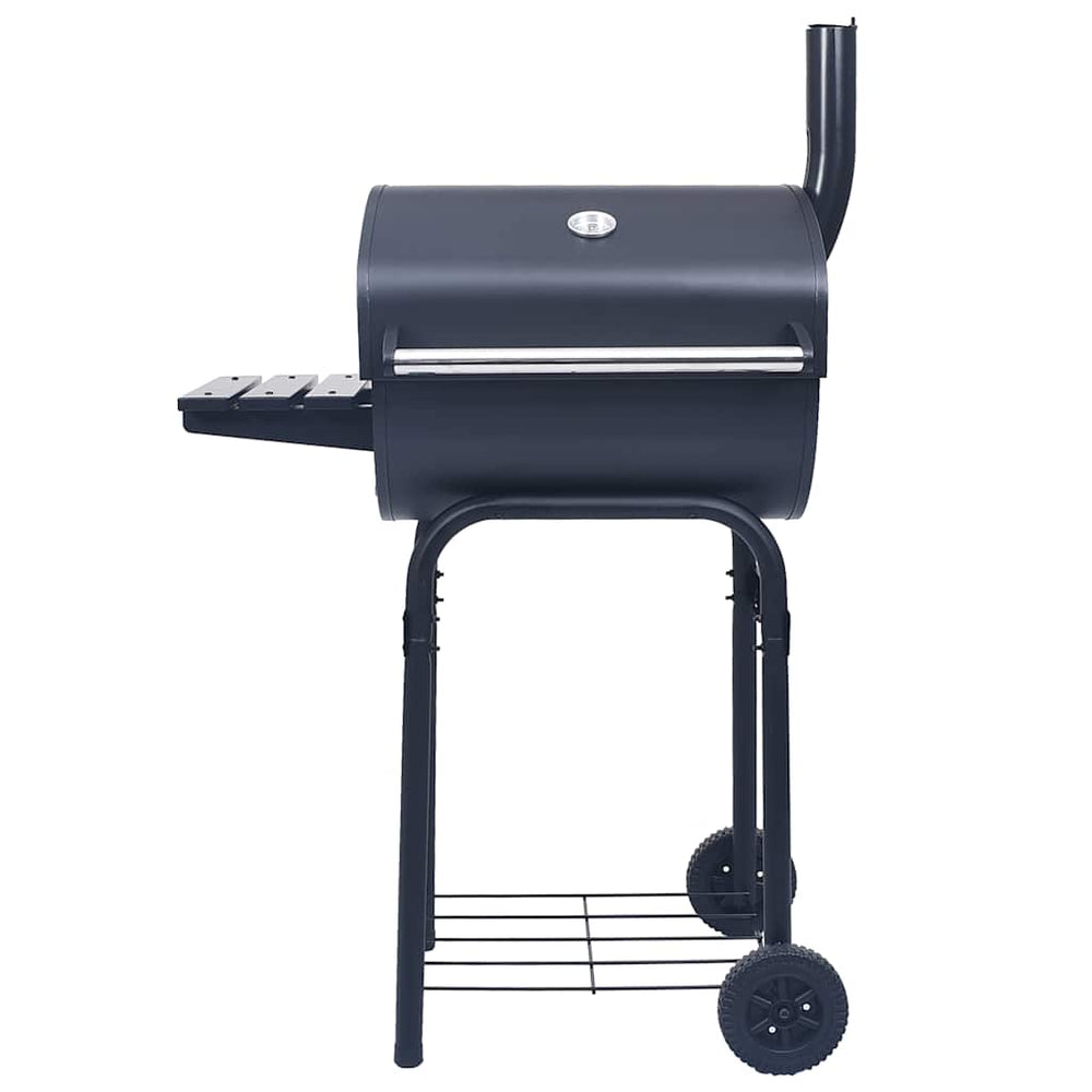 Grătar Barbecue Cu Cărbuni, Afumătoare Și Raft Inferior, Negru