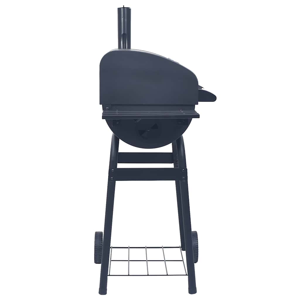 Grătar Barbecue Cu Cărbuni, Afumătoare Și Raft Inferior, Negru